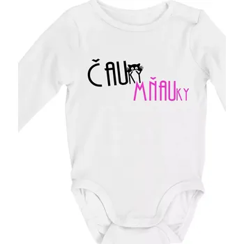 Kojenecký body Čauky mňauky - Body kojenecké s dlouhým rukávem - Dlouhý r. do 3 měs ( Bílá )