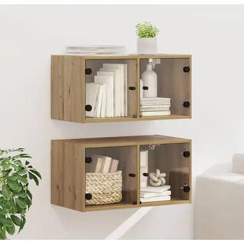 Příborník do zásuvky vidaXL Nástěnné skříně Nástěnný 2 pcs Artisanový dub 68 x 37 x 35 cm