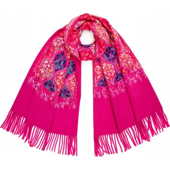 Šála Šála Etna - malinová | velká, teplá, vzorovaná, s výšivkou sz24130