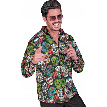 Pánská košile KOŠILE ČERNÁ LOS MUERTOS PÁNSKÁ HALLOWEEN L/XL