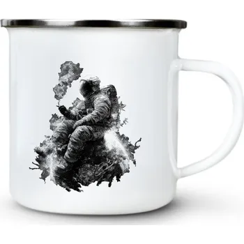 Kosmický chill. Černý tisk - Plechový hrnek VELKÝ 400ml (500 ml po okraj) - 400 ml