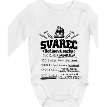 Kojenecký body Svářeč - hodinová sazba - Body kojenecké s dlouhým rukávem - Dlouhý r. do 3 měs ( Bílá )