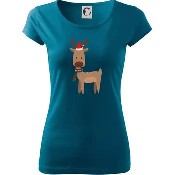 Dámské tričko Vánoční sob - Dámské triko Pure - M ( Petrolejová )