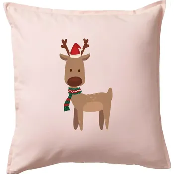 Polštář Vánoční sob - Polštář 50x50 - 50x50 - Pouze potah ( Světle růžová )