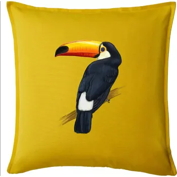 Polštář Tukan kreslený - Polštář 50x50 - 50x50 - Pouze potah ( Žlutá )