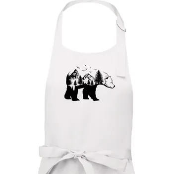 Kuchyňská zástěra Medvěd ilustrace - Dámská zástěra na vaření - Univerzální velikost ( Bílá )