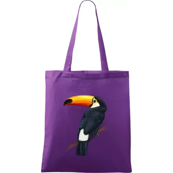 Tukan kreslený - Taška bavlněná - 42 x 38 cm ( Fialová )