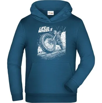 Life On Wheels. Enduro, Motocross - Dětská mikina s kapucí - 152 cm