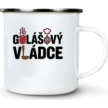 Gulášový vládce, černý tisk - Plechový hrnek VELKÝ 400ml (500 ml po okraj) - 400 ml
