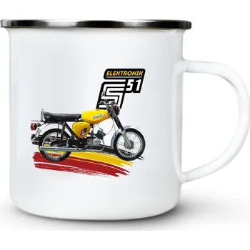 Simson S51 - žlutý, Elektronik, v13 - Plechový hrnek VELKÝ 400ml (500 ml po okraj) - 400 ml