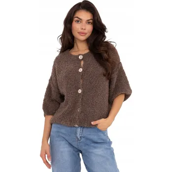 Dámský svetr Italy Moda dámský svetr béžový oversize délka do boků univerzální velikost