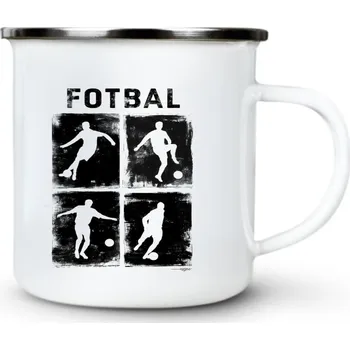 Retro fotbalová čtyřka, černý tisk - Plechový hrnek VELKÝ 400ml (500 ml po okraj) - 400 ml