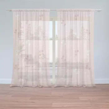 Záclona Sablio Záclony Bílé a růžové květy: 2ks 150x250cm