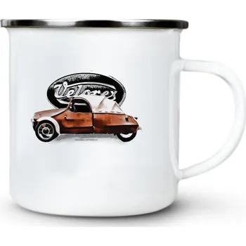 Velorex, bílé logo - Plechový hrnek VELKÝ 400ml (500 ml po okraj) - 400 ml