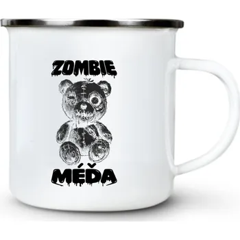 Zombie méďa, černý potisk - Plechový hrnek VELKÝ 400ml (500 ml po okraj) - 400 ml