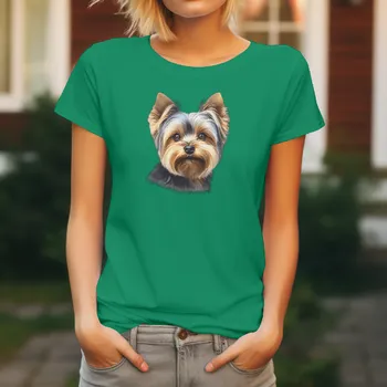 Dámské oblečení Dámské Tričko Jorkšírský Terier Barva: Středně zelená, Velikost: L