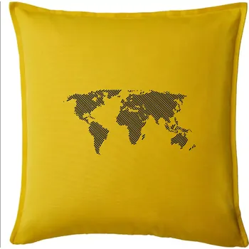 Polštář Mapa světa otisk - Polštář 50x50 - 50x50 - Pouze potah ( Žlutá )