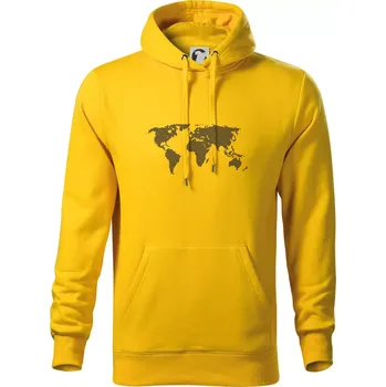 Pánská mikina Mapa světa otisk - Mikina pánská Cape s kapucí - 5XL ( Žlutá )