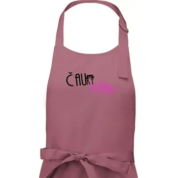 Kuchyňská zástěra Čauky mňauky - Pánská zástěra na vaření - Univerzální velikost ( Starorůžová )
