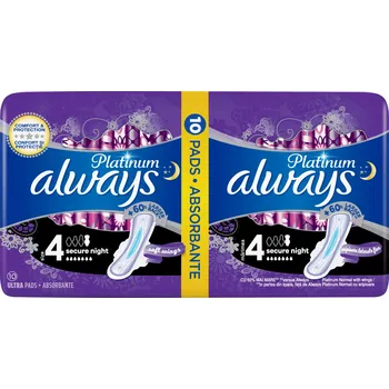 Vložky s křidélky velikost 4 Always Platinum Secure Night 10 kusů