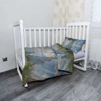 Povlečení Sablio Mikroplyšové dětské povlečení do postýlky Dáma se slunečníkem - Claude Monet - 130x90 / 40x60