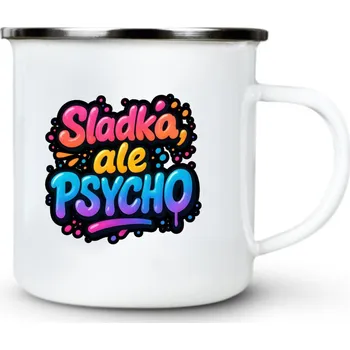 Dámské tričko Sladká, ale psycho, černý tisk - Plechový hrnek VELKÝ 400ml (500 ml po okraj) - 400 ml