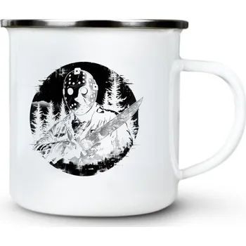 Pátek třináctého, černý tisk - Plechový hrnek VELKÝ 400ml (500 ml po okraj) - 400 ml