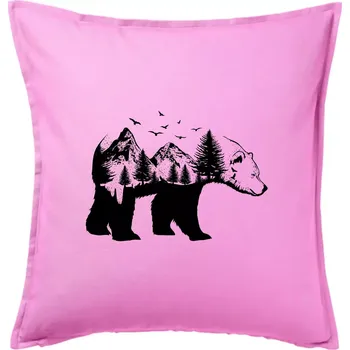 Polštář Medvěd ilustrace - Polštář 50x50 - 50x50 - Pouze potah ( Růžová )