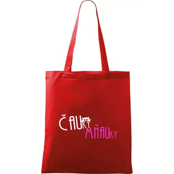 Nákupní taška Čauky mňauky - Taška bavlněná - 42 x 38 cm ( Červená )