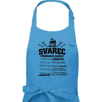 Kuchyňská zástěra Svářeč - hodinová sazba - Dámská zástěra na vaření - Univerzální velikost ( Světlý tyrkys )