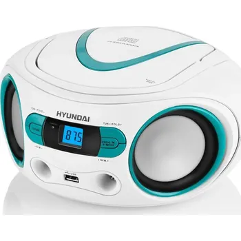 Radiomagnetofon Rádio s CD/USB přehrávačem Hyundai, bílé, digitální, 2,40 W