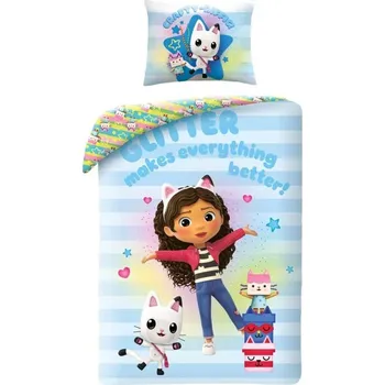 Povlečení Halantex Gábinin kouzelný domek Glitter 140 x 200, 70 x 90 cm zipový uzávěr