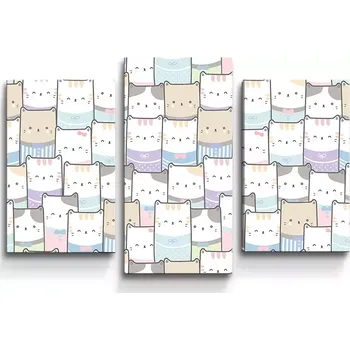 Obraz Sablio Obraz - 3-dílný Kreslená koťátka - 75x50 cm