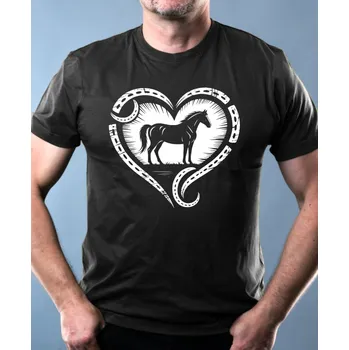 Chlapecké tričko Kůň v srdci, bílý tisk - Pánské tričko Basic - Nejoblíbenější - 5XL