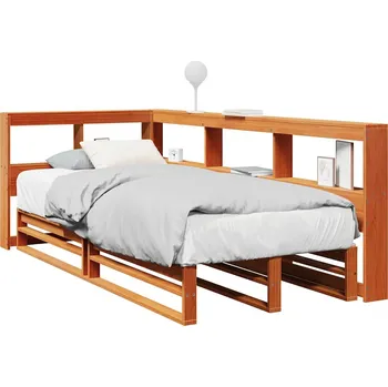 Postel zahrada-XL Postel s knihovnou bez matrace hnědá 100x200 cm masiv borovice 3324507