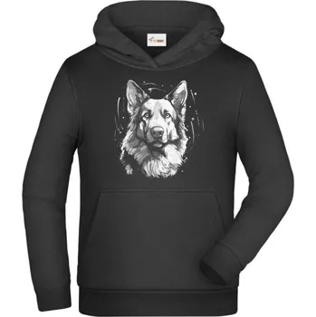 Pánské tričko Německý ovčák , bílý tisk - Dětská mikina s kapucí - 116 cm
