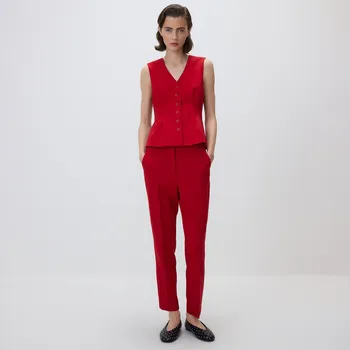 Dámské kalhoty Reserved - Cigaretové kalhoty s příměsí viskózy - červená - YT332-33X - YT332-33X-M
