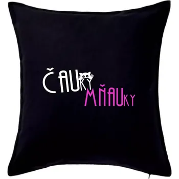 Polštář Čauky mňauky - Polštář 50x50 - 50x50 - Pouze potah ( Černá )