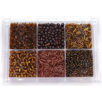 Korálek Korálky skleněné v sadě cca 80 g hnědé odstíny, barva Hnědé odstíny