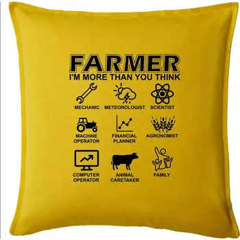 Polštář Farmer Symbols - Polštář 50x50 - 50x50 - Včetně výplně ( Žlutá )
