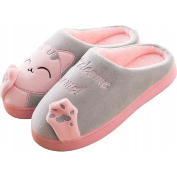 Dámské pantofle Dámské teplé Pantofle Bamboše vtipné, světle šedé, 38/39