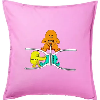 Polštář Elektřina v praxi - Polštář 50x50 - 50x50 - Pouze potah ( Růžová )