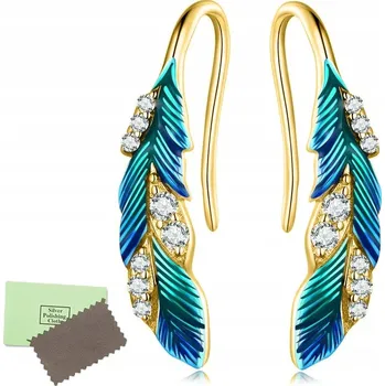 Náušnice STŘÍBRNÉ NÁUŠNICE 925 PEŘÍČKA MODRÉ