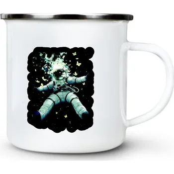 Astronaut obklopený motýly - Plechový hrnek VELKÝ 400ml (500 ml po okraj) - 400 ml