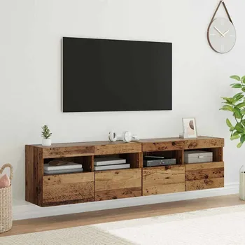 Televizní stolek vidaXL Skříňky na TV zeď Nástěnný 2 pcs Staré dřevo 80 x 30 x 40 cm