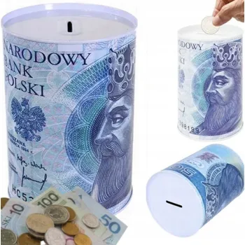 Obraz Kovová pokladnička Plechovka Velká bankovka s nominální hodnotou