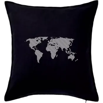 Polštář Mapa světa otisk - Polštář 50x50 - 50x50 - Včetně výplně ( Černá )