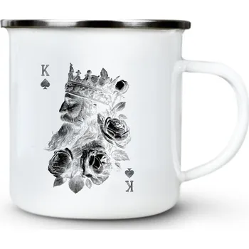 Pánské oblečení King, černý tisk - Plechový hrnek VELKÝ 400ml (500 ml po okraj) - 400 ml