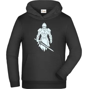 Pánské tričko Rytíř s mečem, bílý tisk - Dětská mikina s kapucí - 128 cm