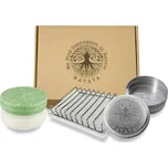 Dárkové balení NATAVA tuhý šampon a balzám Oliva s kovovou mýdlenkou a cestovní kulatou mýdlenkou